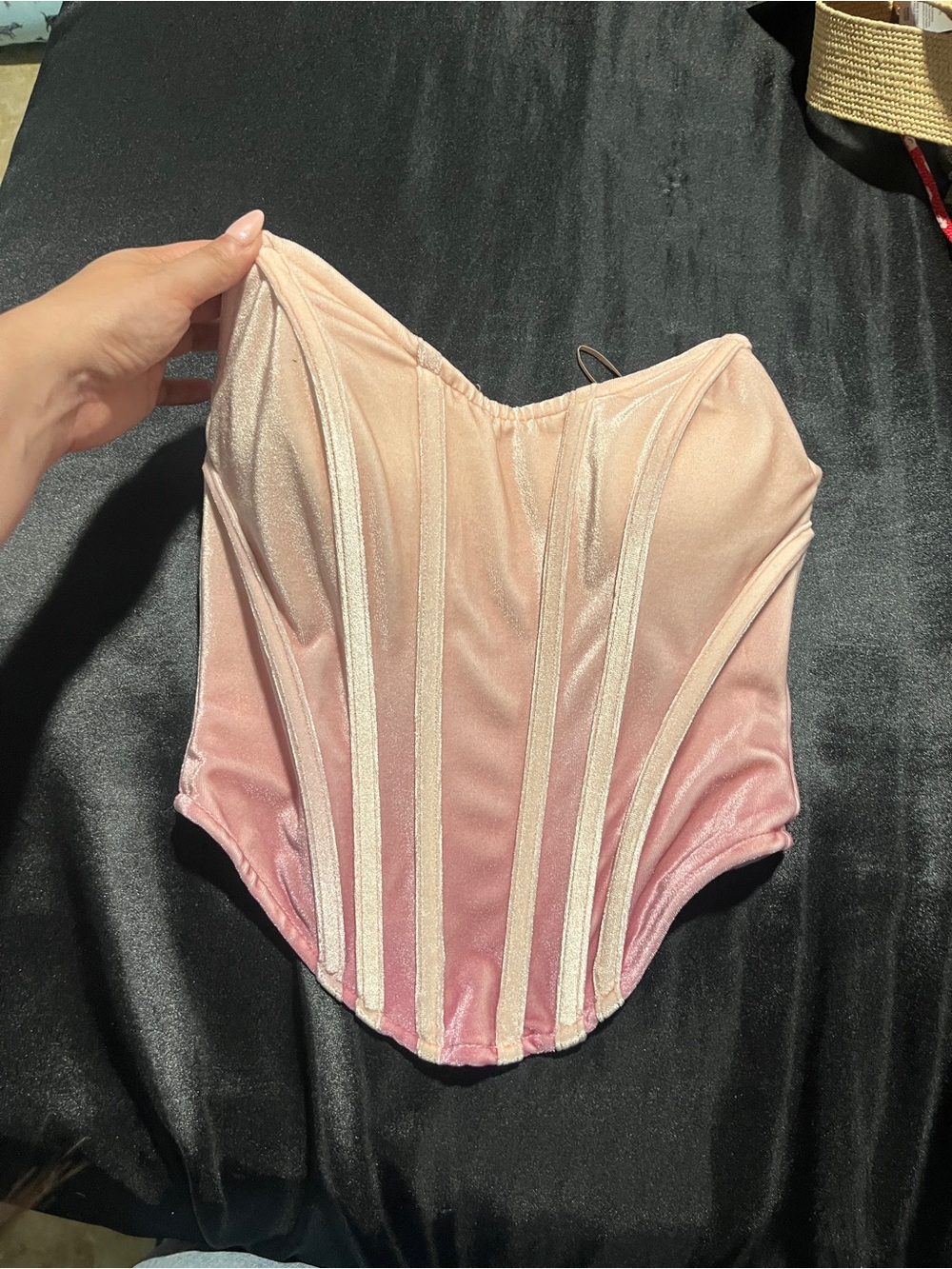 JLUXLABEL Pink Ombre Strapless Boned Corset